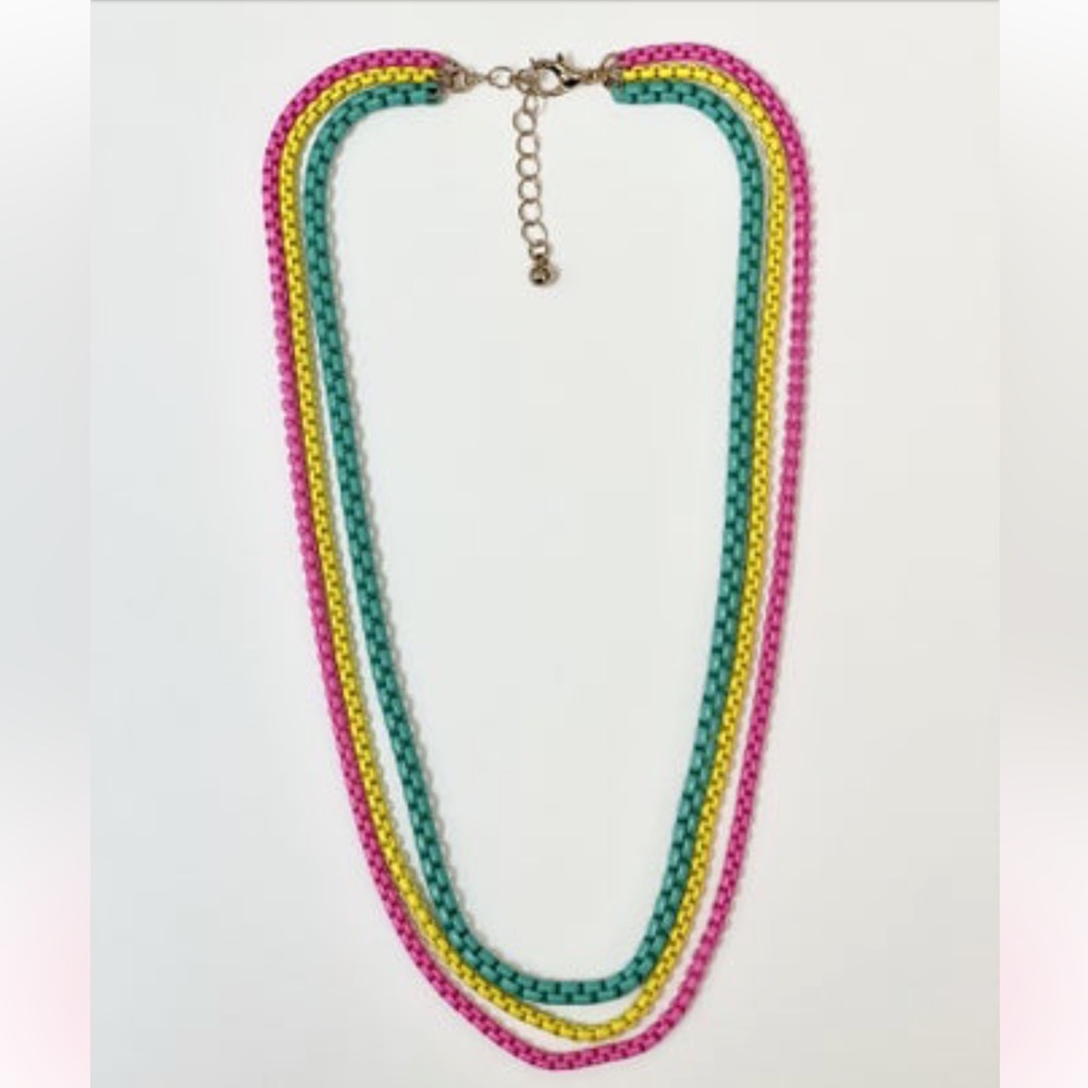 Neon Triple Chain Necklace (NWOT) 🌈